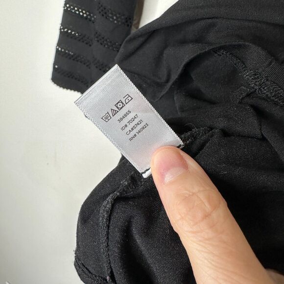 Ann Taylor Loft Black 3/4 Sleeves Cut-Out Triangle Stripe Round Neck Shirt XXP - Picture 7 of 10